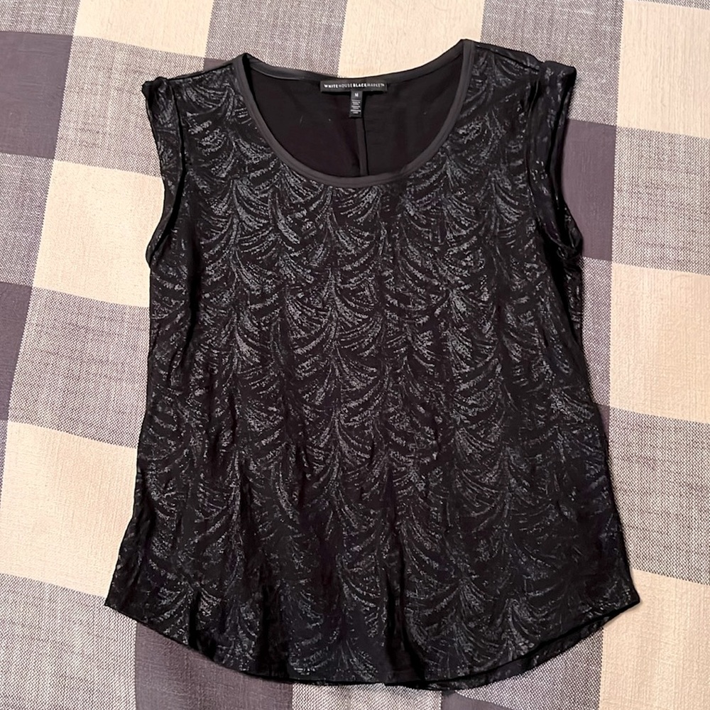 White House Black Market Black Printed Top